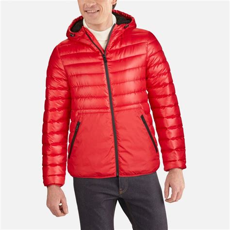 Mens Midweight Hooded Puffer Jacket Red Kenneth Cole Jackets Coats