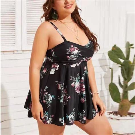 Buy Plus Size Women Floral Tankini Tummy Control Swimwear Tank Top