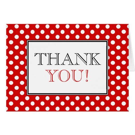 Polka Dot Red And White Thank You Card Zazzle