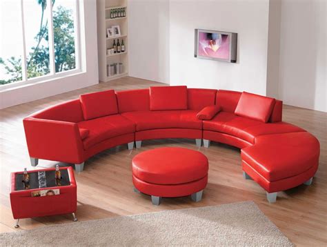 Divano Componibile Dal Design Moderno N27 Red Leather Sectional