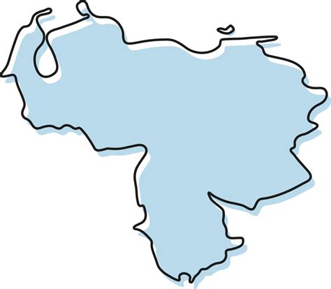 Mapa De Contorno Simple Estilizado Del Icono De Venezuela Croquis Azul