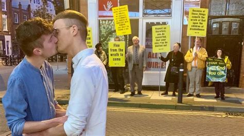 Gay Kiss Positive Response To Rocky Horror Show Protesters Bbc News
