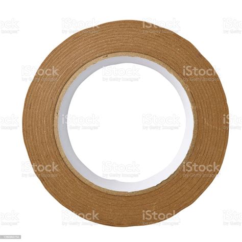 Roll Of Brown Parcel Tape On White Background Stock Photo Download