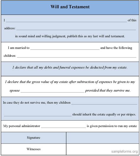 Printable and fillable last will and testament form download. What's the problem with blank Will forms? They don't work