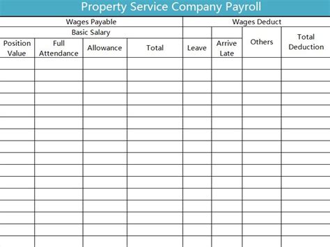 Excel Of Property Service Payrollxls Wps Free Templates