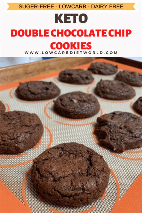Keto Chewy Double Chocolate Chip Cookies Lowcarbdietworld