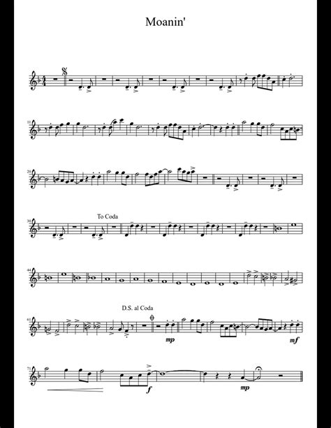 Moanin Sheet Music For Alto Saxophone Download Free In Pdf Or Midi