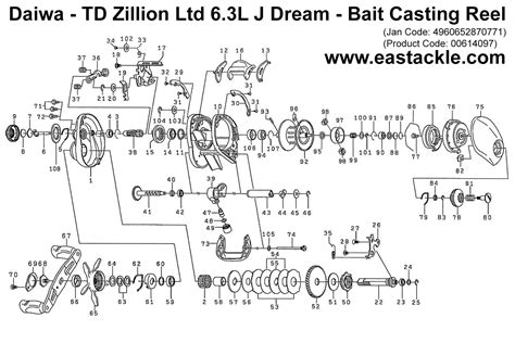Daiwa TD Zillion Ltd 6 3L J Dream Bait Casting Reel Schematics