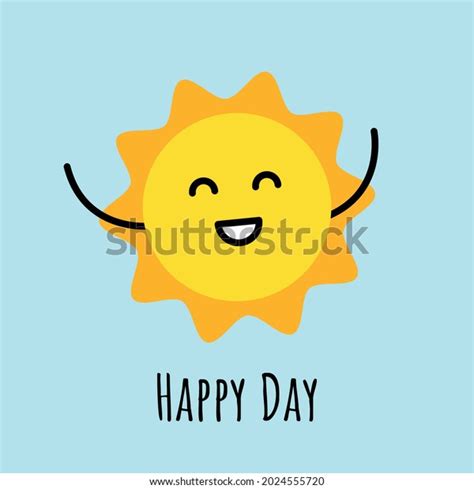 Happy Day Card Cartoon Sun Flat Stock Vector Royalty Free 2024555720