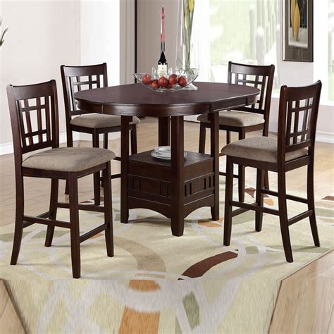 Decorating with counter height tables in your home stand tall with luxedecor's wide variety of quality counter height tall tables which make living with style and ease a breeze. 5 Pcs Rosy Brown Leaf Round Table Cushion Seat Chair ...