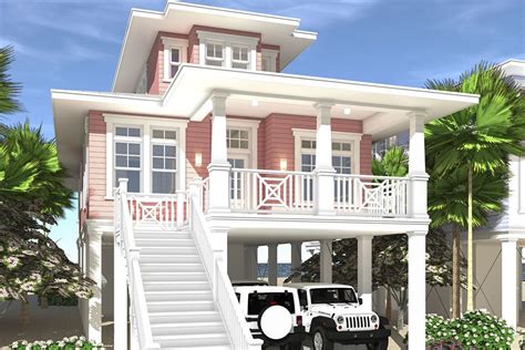 2 Story 3 Bedroom Elevated Coastal Beach House For A Narrow Footprint