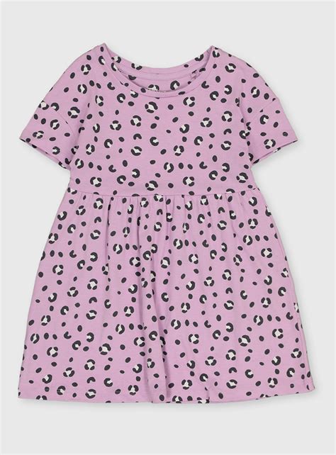 Kids Lilac Leopard Print Jersey Dress 1 7 Years Tu Clothing