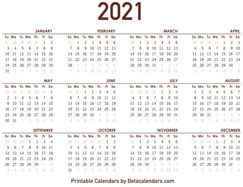 2021 Pocket Calendar Printable Best Calendar Example