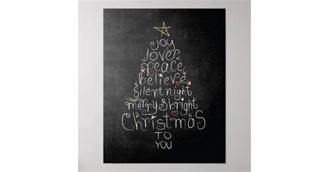 Chalkboard Christmas Poster Love Joy Peace Believe Zazzle