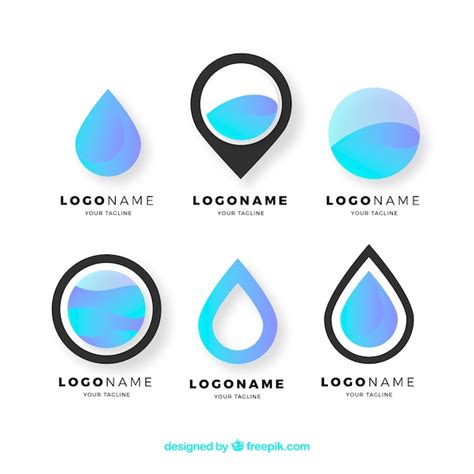 Water Logos Collection For Companies In Flat Style Free Vector