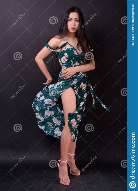 Full Body Shot Of Young Beautiful Asian Transgender Woman