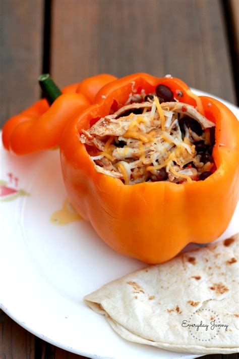 SHREDDED CHICKEN & RICE STUFFED PEPPERS (HALLOWEEN STYLE) | EVERYDAY