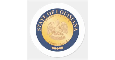 Louisiana State Seal And Motto Classic Round Sticker Zazzle