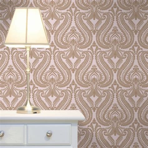 Shimmer Damask Wallpaper Soft Pink Rose Gold Damask Wallpaper