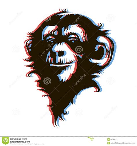 3d models below are suitable not only for printing but also for any computer graphics like cg, vfx, animation, or even cad. Monkey Face 3D Anaglyph Style Stock Vector - Illustration ...