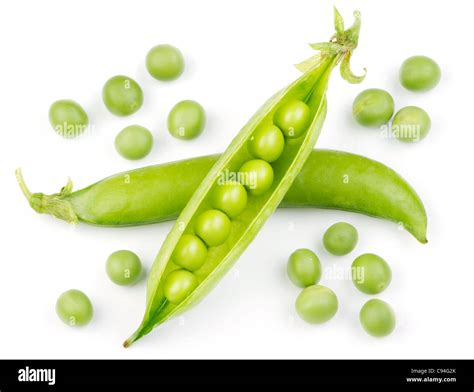 Fresh Green Pea Pod Isolated On White Background Stock Photo Alamy