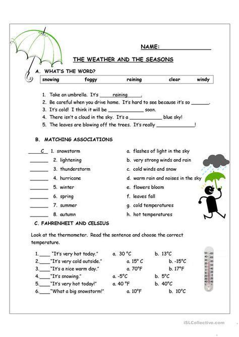 Weather And Seasons Worksheet