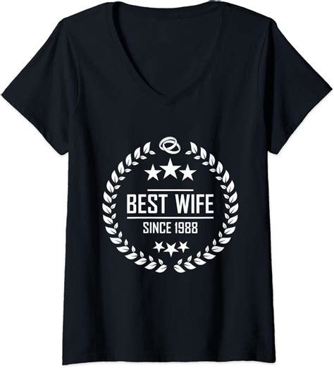 Womens Best Wife Since 1988 32nd Anniversary T For Her V Neck T Shirt