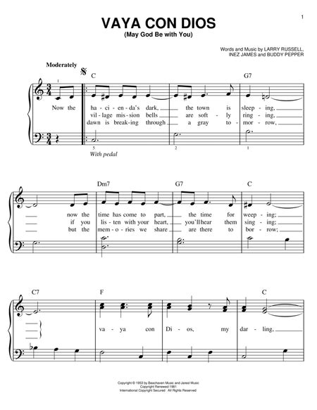 Vaya Con Dios May God Be With You By Les Paul Easy Piano Digital Sheet Music Sheet Music