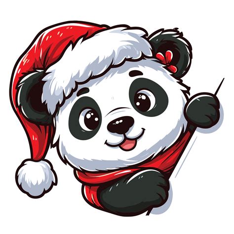 Beautiful Christmas Panda Wearing Santa Hat Ai Generative 33860466 Png