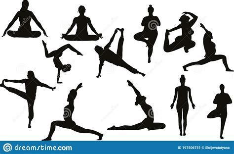 Though the literal translation of asana is seat, this term refers more specifically to the yoga positions. Various Black Silhouettes Shapes Of People Doing Yoga ...