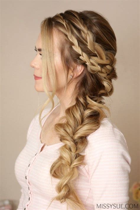 Don't let a fringe stop you. Mermaid Side Braid | Prom hairstyles for long hair, Braids ...