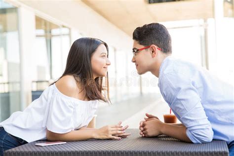 Romantic Couple Staring Each Other In Shopping Center Stock Image Image Of Girlfriend Love
