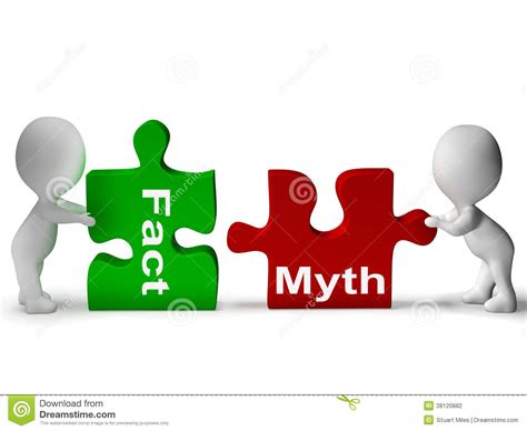 Fact Myth Puzzle Shows Facts Or Mythology Stock Illustration