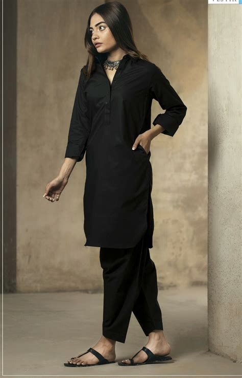 Readymade Street Style Womens Black Shalwar Kameez Salwar Suit Ashura