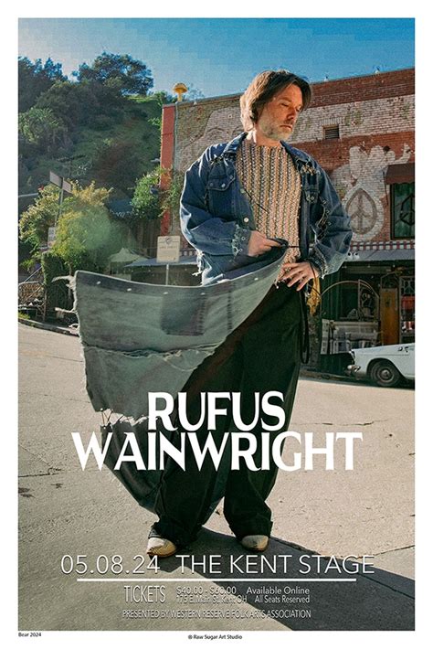 Rufus Wainwright 2024 Kent Concert Poster Raw Sugar Art Studio