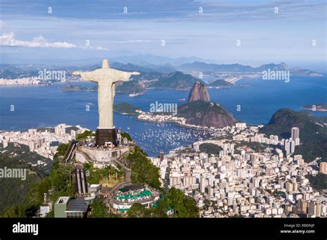 Río De Janeiro Brasil Vista Aérea De Cristo Redentor Y La Montaña Pan