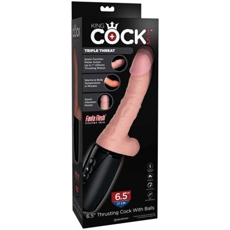 king cock plus triple density thrusting cock with balls vanilla sex toys and adult novelties
