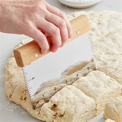 Stainless Steel Dough Cutter W Wood Handle And Ruler