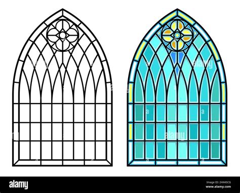 Medieval Gothic Stained Glass Window Vector Set Stock Vector Image
