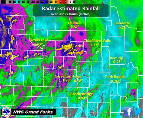 Radar Estimated Rainfall Over Past 72 Hours