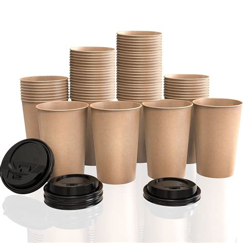 8 Oz Disposable Coffee Cups With Lids For Coffee Beverages And Cold Drinks 50 Pack