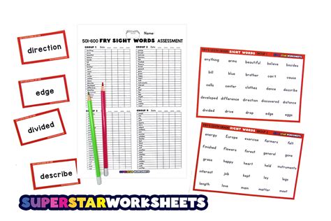 Fry Sight Word Assessment Superstar Worksheets