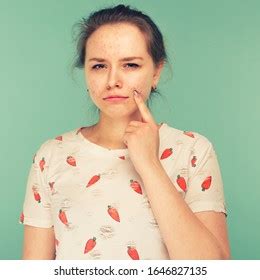 Portrait Teen Girl Touching Her Face Foto Stok Shutterstock