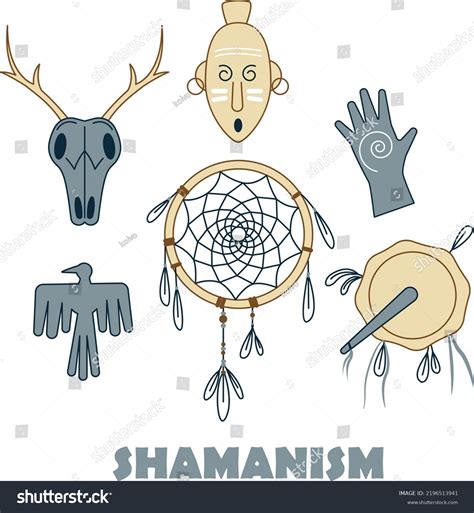 Shamanism Animism Vector Concept Shamanism Symbols Stock Vector