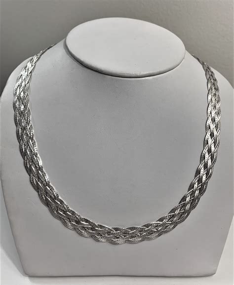 Vintage Sterling Silver 925 Su Italy Braided Woven Necklace 18 Long
