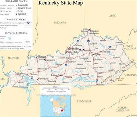 Large Detailed Map Of Kentucky State Kentucky State Large Detailed Map