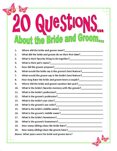 5 Best Images Of 20 Questions Bridal Shower Games Printable Funny