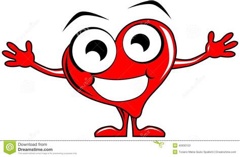 Smiling Heart Cartoon With Open Arms Isolated Stock Illustration
