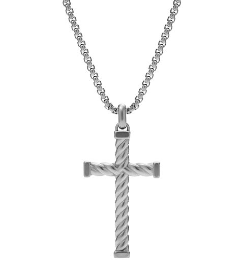 fossil men s stainless steel cross long pendant necklace dillard s