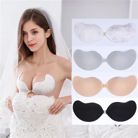 Women Strapless Backless Push Up Self Adhesive Plunge Bra Reusable